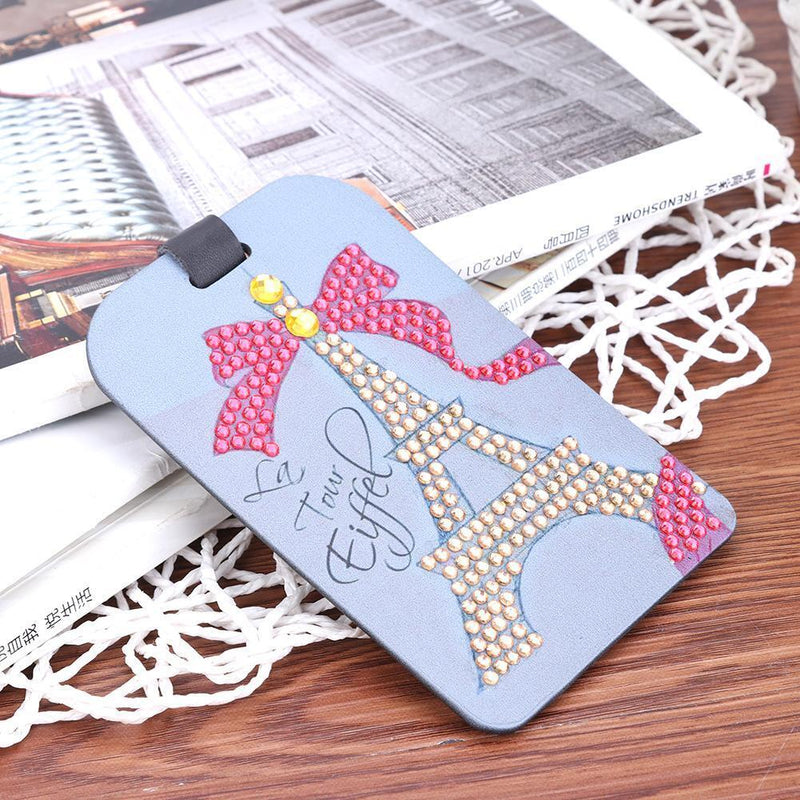 DIY Diamond Painting Special Shape Tower Ribbon Type Label Luggage Boarding Pass