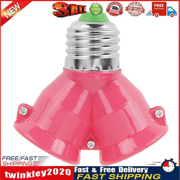 E27 to 2E27 Lamp Holder Converter Socket Splitter Adapter Bulb Base (Pink) Newly