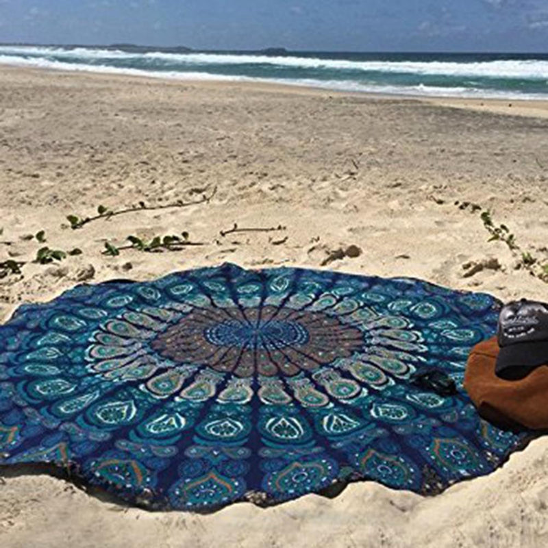Outdoor Picnic Mat Round Holiday Beach Cushion Blanket Camping Boho Pad Shawl