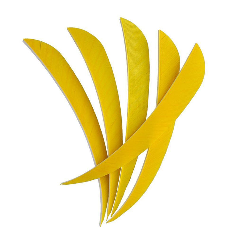 10pcs 4 inch Water Drop Turkey Feathers Arrow Real Feathers Vanes (Yellow)