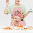 Kitchen Pink Aprons for Women Men Household Piggy Aprons Linen Cook Tablier