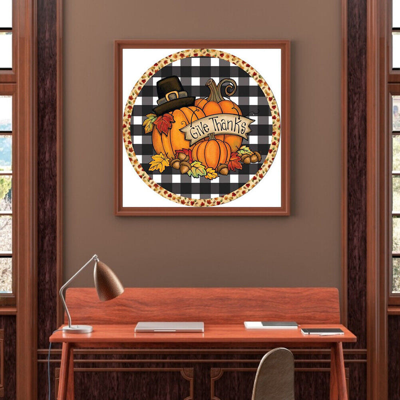 pumpkin Diamond Painting Full Round Rhinestone Wall