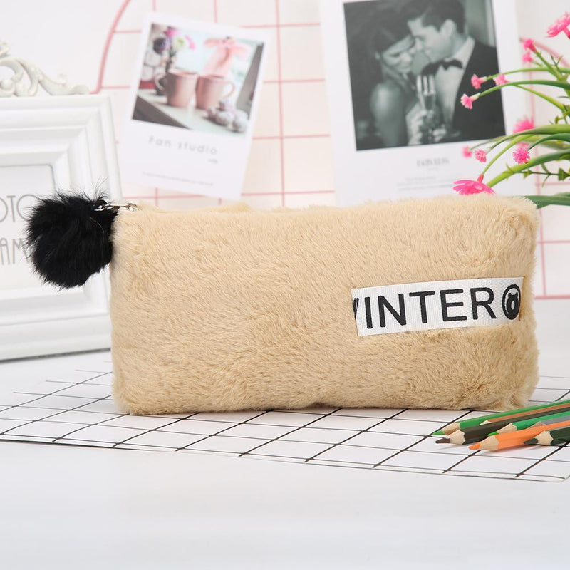 Cute Soft Plush Pencil Canvas Stationery Bag Case Cosmetic Pouch Student Supp