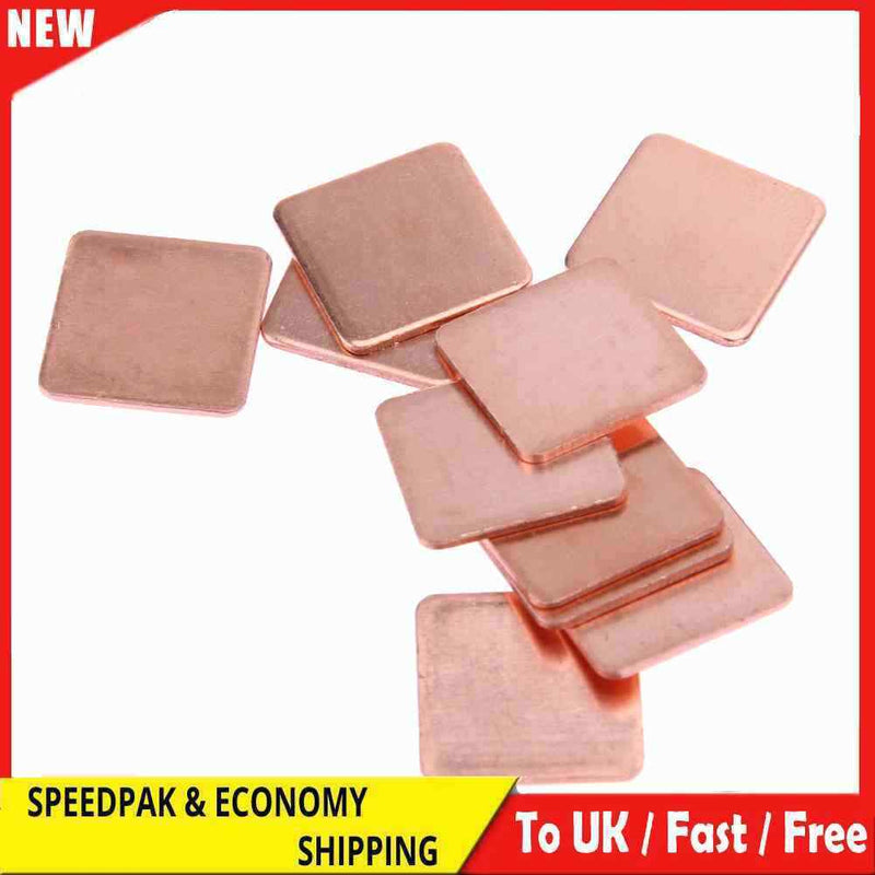 10 pcs 15mmx15mm 1.0mm Heatsink Copper Shim Thermal Pads for Laptop