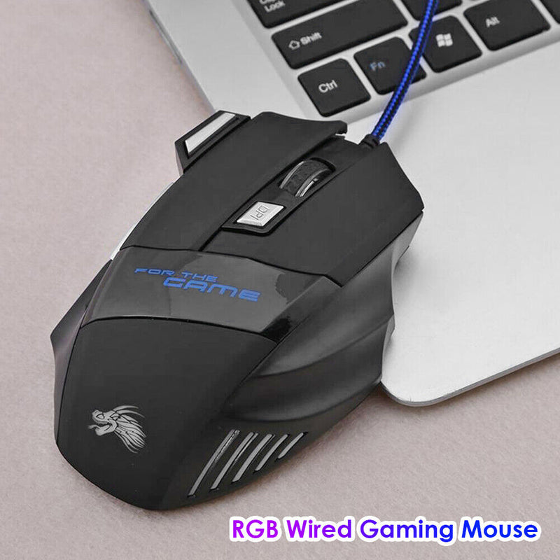 7-Color Backlight 5500 DPI Adjustable USB Wired Optical Mice for PC Gaming Mouse
