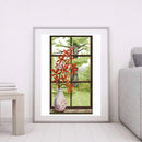 Partial Cross Stitch Cotton Needlework Kit Printed Red Leaves Decor Handicraft