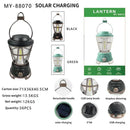 Solar Powered LED Camping Hanging Lanterns Waterproof Tent Lights (Black)