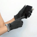 Women Touch Screen Mittens Sheep Wool Winter Bowknot Glove (Gray)