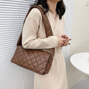 Female Quilted Cotton Padded Lattice Armpit Bag Large Capacity Tote Shoulder Bag
