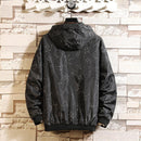 Teenager Boy Long-Sleeves Men Windbreaker Winter Zipper Coat (Black 2XL)