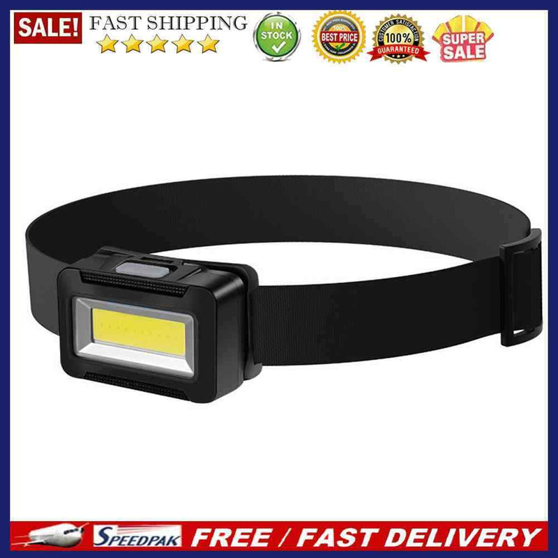 COB LED Head Lamp 3 Modes Waterproof Headlight Flashlight for Camping (Black)