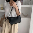 Pure Soft Leather Women Handbag Small Underarm Shoulder Totes Bag (Black)