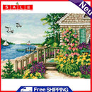 Cross Stitch Kits 11CT Stamped DIY Seaside Cabin Full Embroider Needlework