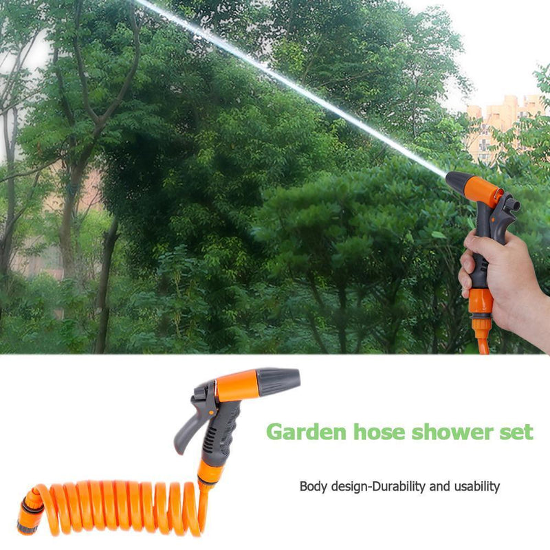 Garden Irrigation Sprinkle Watering Water Gun w/2.5m Spring Hose Connector