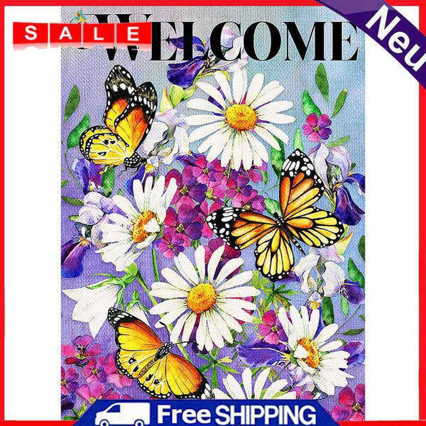 Butterfly Flowers Diamond Painting Full Round Rhinestone Wall