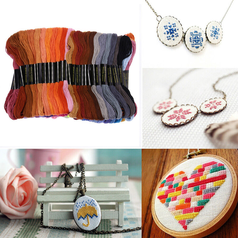 100 Colors Embroidery Thread Hand Cross Stitch Floss Strands Craft DIY Handge