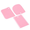 3pcs Plastic Dough Icing Fondant Scraper Cake Decorating Baking Tool(Pink)