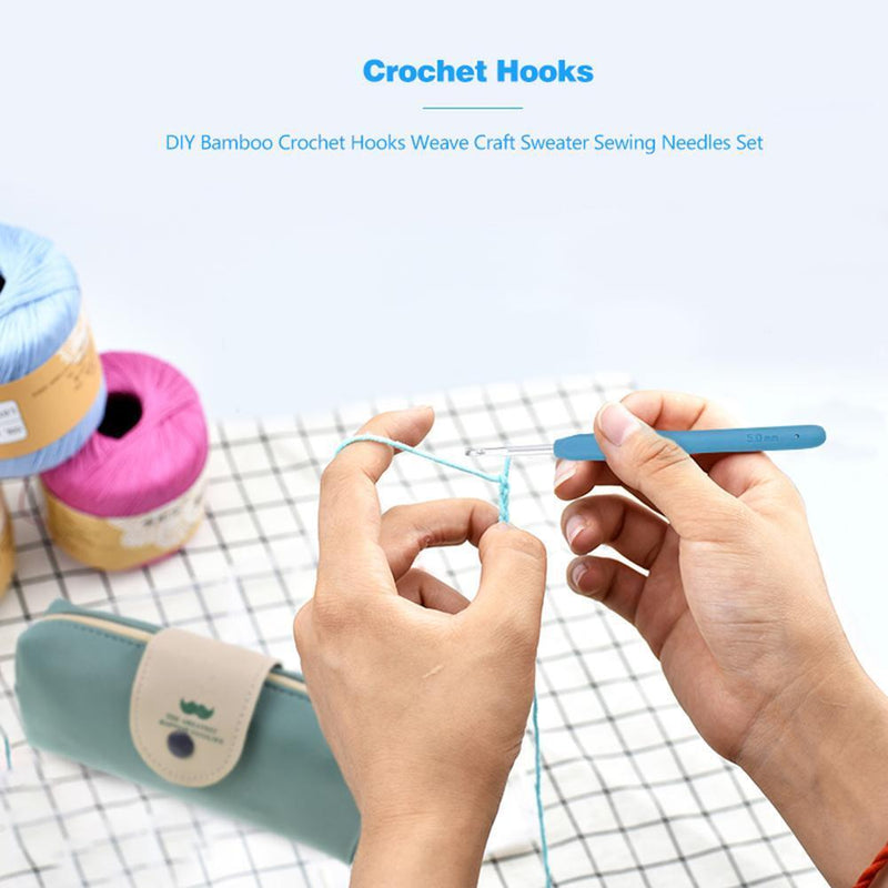 Soft Handle Crochet Hooks Set Aluminum Ergonomic Knit Needles Sewing Accessories