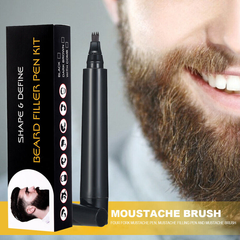 Beard Filling Pen Kit Eyebrow Moustache Filler Pencil Styling Tools (Brown)