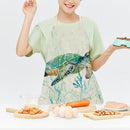 Linen Sea Turtle Print Kitchen Aprons Bibs for Women Men Household Cooking