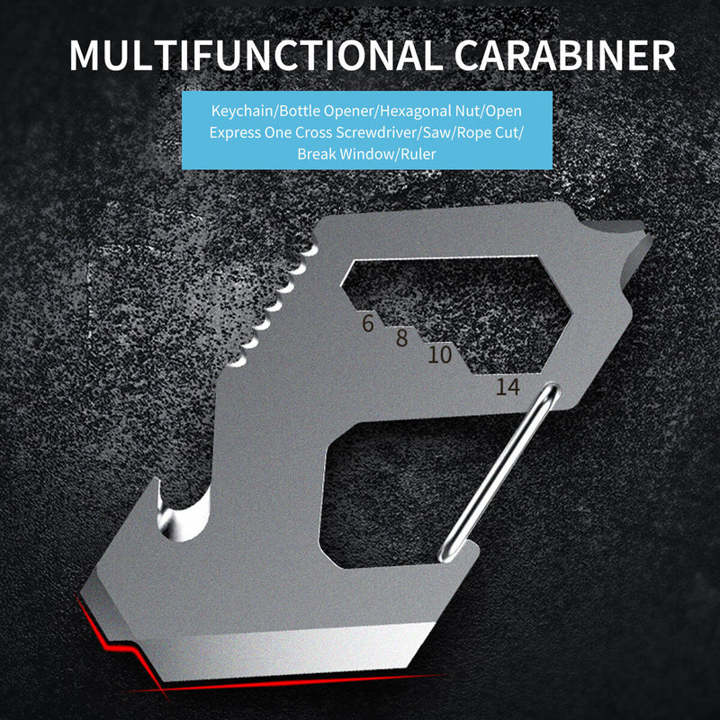Multipurpose Clip for Hiking Key Ring with Bottle Opener Rulers Screwdriver