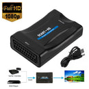 1080P SCART to HDMI Audio Video Converter + USB A to DC Cable for HD TV STB DVD