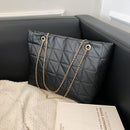 Women Embroidery Thread Plaid Top-handle Bag Female Chain Large Capacity Handbag