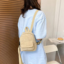 Women Mini Backpack Corduroy Girls Bookbags Retro Travel Rucksack (Khaki)