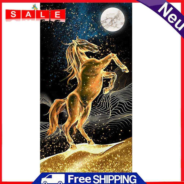 Golden Horse Full Round Diamond Painting DIY Mosaic Pictures Kit Home Decor Gift