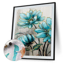 Blue Flowers Paint By Numbers Kit DIY Art Frameless Picture On Canvas (A)