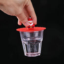 Transparent Red Cherry Silicone Cup Cover Leakproof Reusable Lid (Santa)
