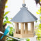 Garden Window Wooden Birdhouse Parrot Cage Bird Seeds Food Feeder (Blue)