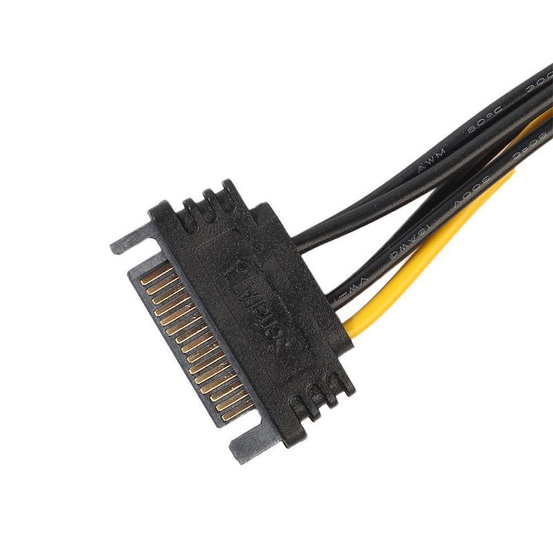 2pcs 15pin SATA to 6pin PCI-e PCI Express Adapter Cable for Video Card