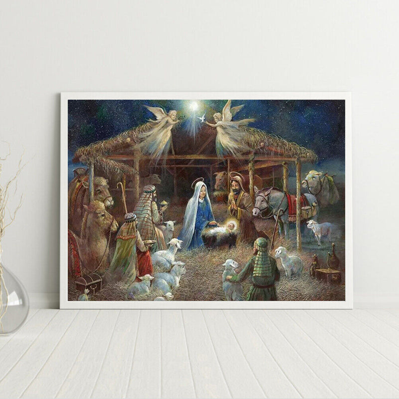 Nativity Oil Paint By Numbers Kits Canvas DIY Picture Hand Painted Wall Crafts