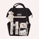 Women Preppy Style Contrast Color Knapsack Large Capacity Handbags with Badge