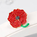 Red Flower Pins Brooch Rhinestone Korean Ladies Badges Jacket Lapel Shirt D