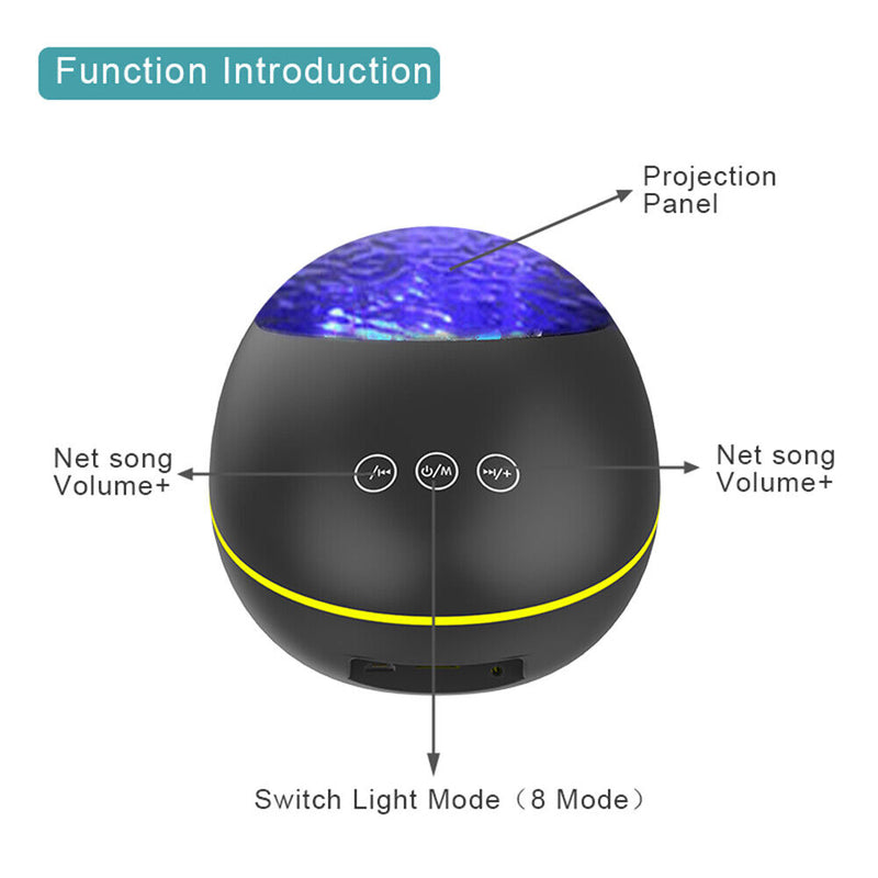Ocean Water Ripple LED Projector 7 Modes Bluetooth-compatible Projection La