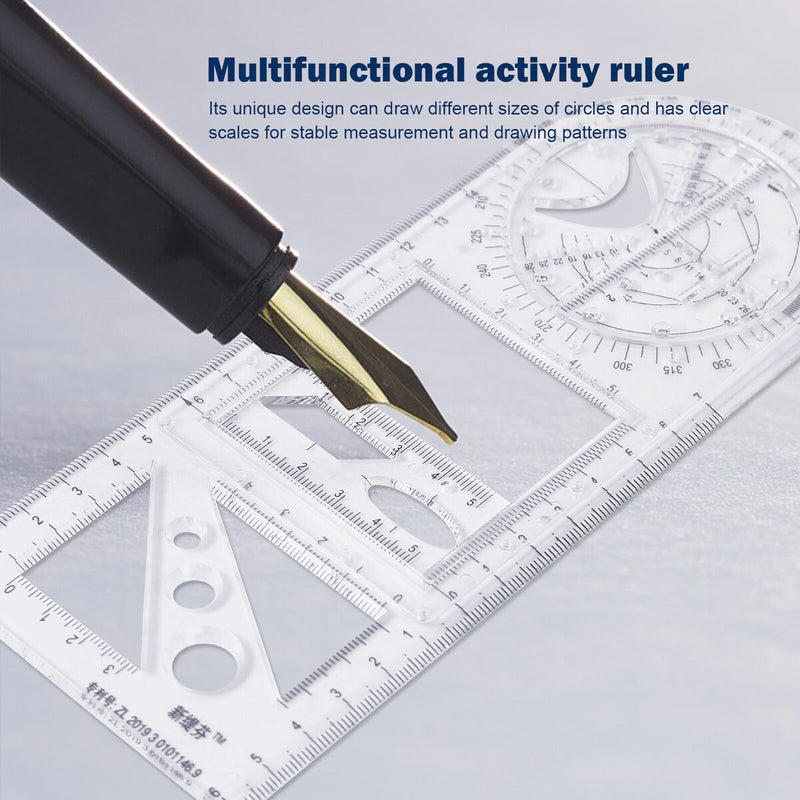 Multifunctional Geometric Ruler Plastic Drawing Ruler for Student School Offi