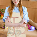 Flower L Printed Linen Apron Waterproof Kitchen Cooking Bibs (68x55cm)