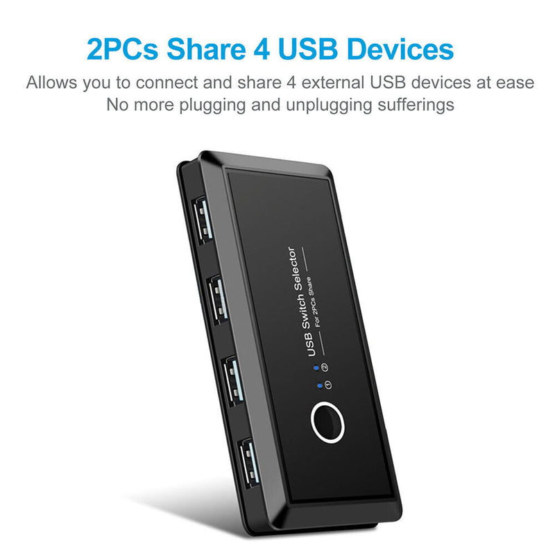 2x4 USB 2.0 Switcher 2 PCs Sharing 4 USB Devices for Keyboard Mouse Printer