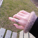 Retro Alloy Peafowl Opening Rings Women Jewelry Adjustable Thimble Yarn Guide
