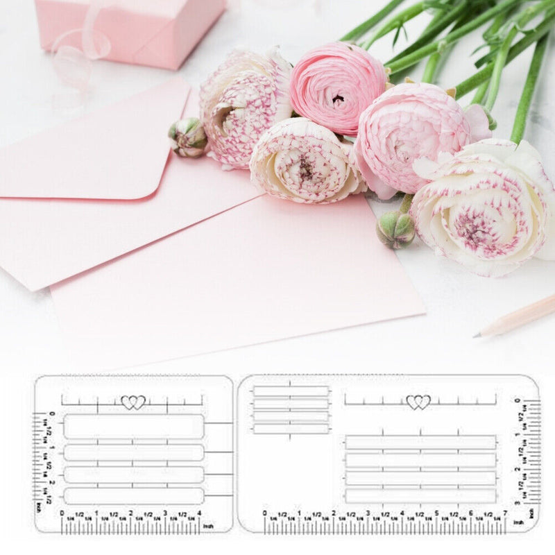 4pcs Straight Writing Ruler Guide Envelope Addressing Guide Stencils Writing