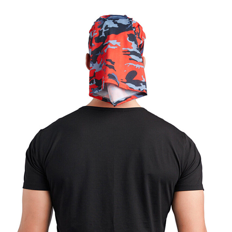 Cycling Camping Neck Tube Scarf Ice Silk Running Bandana (Red Camouflage) Newly