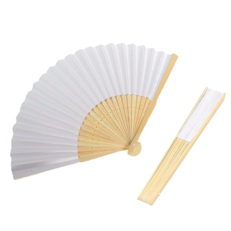Blank White DIY Paper Bamboo Folding Fan for Hand Practice Calligraphy Draw