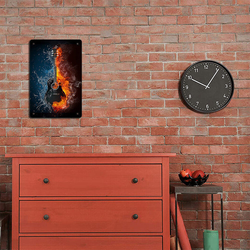 Metal Sign Guitar Iron Painting Art High Temperature Resistant Poster Plate