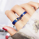 Day Present Romantic Weddings Van Gogh Couple Rings Starry Sky Adjustable