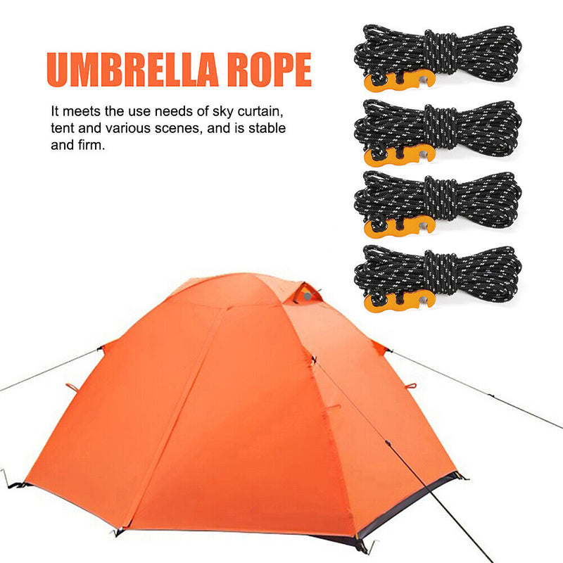 4x Tent Paracord Cord Outdoor Camping Windproof Wind Rope Buckle (Black)