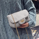 Women Solid Chain Flap Handbag Shoulder Messenger Bags Crossbody Bag (Grey)