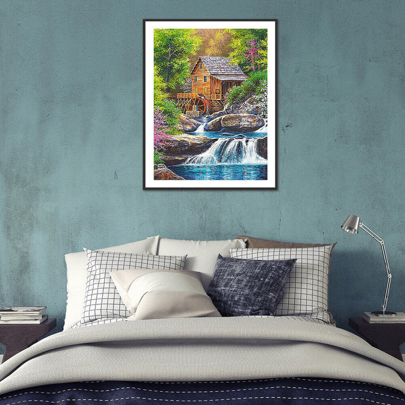 Diamond Painting Kit House Waterfall Full Round Rhinestone DIY Home Decorations