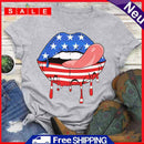Independence Day Print Tongue Tea T-Shirt (Light Grey L)